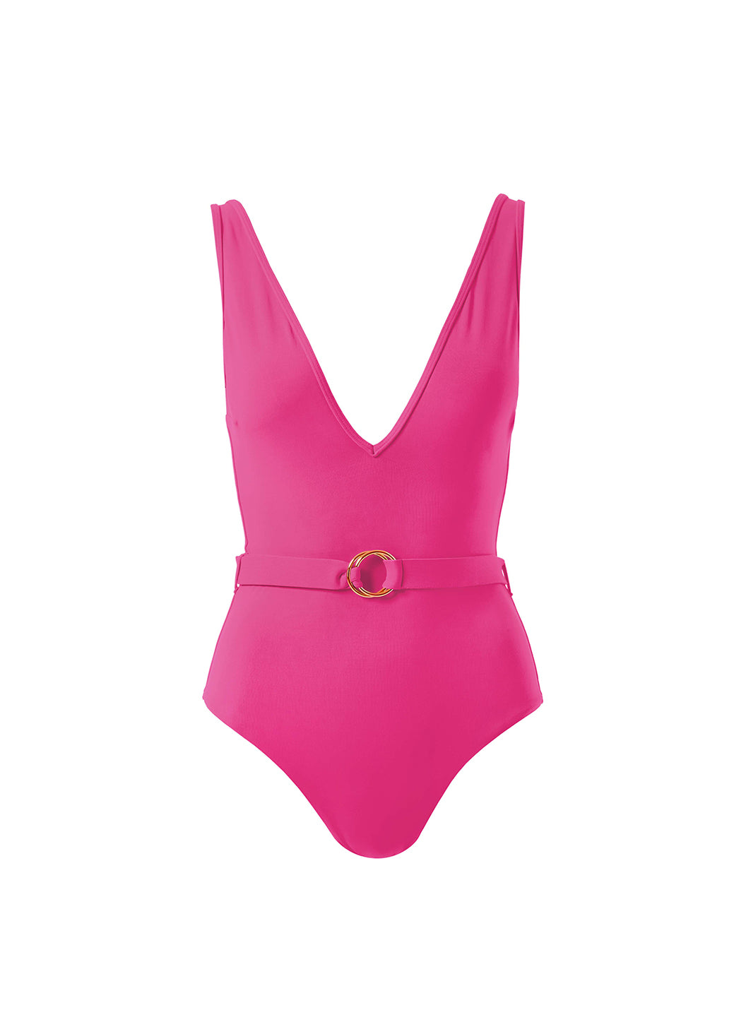 Melissa Odabash Exclusive Belize Hot Pink V-Neck Belted Swimsuit