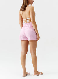 Annie Pink Stripe Shorts 2024 Model Back