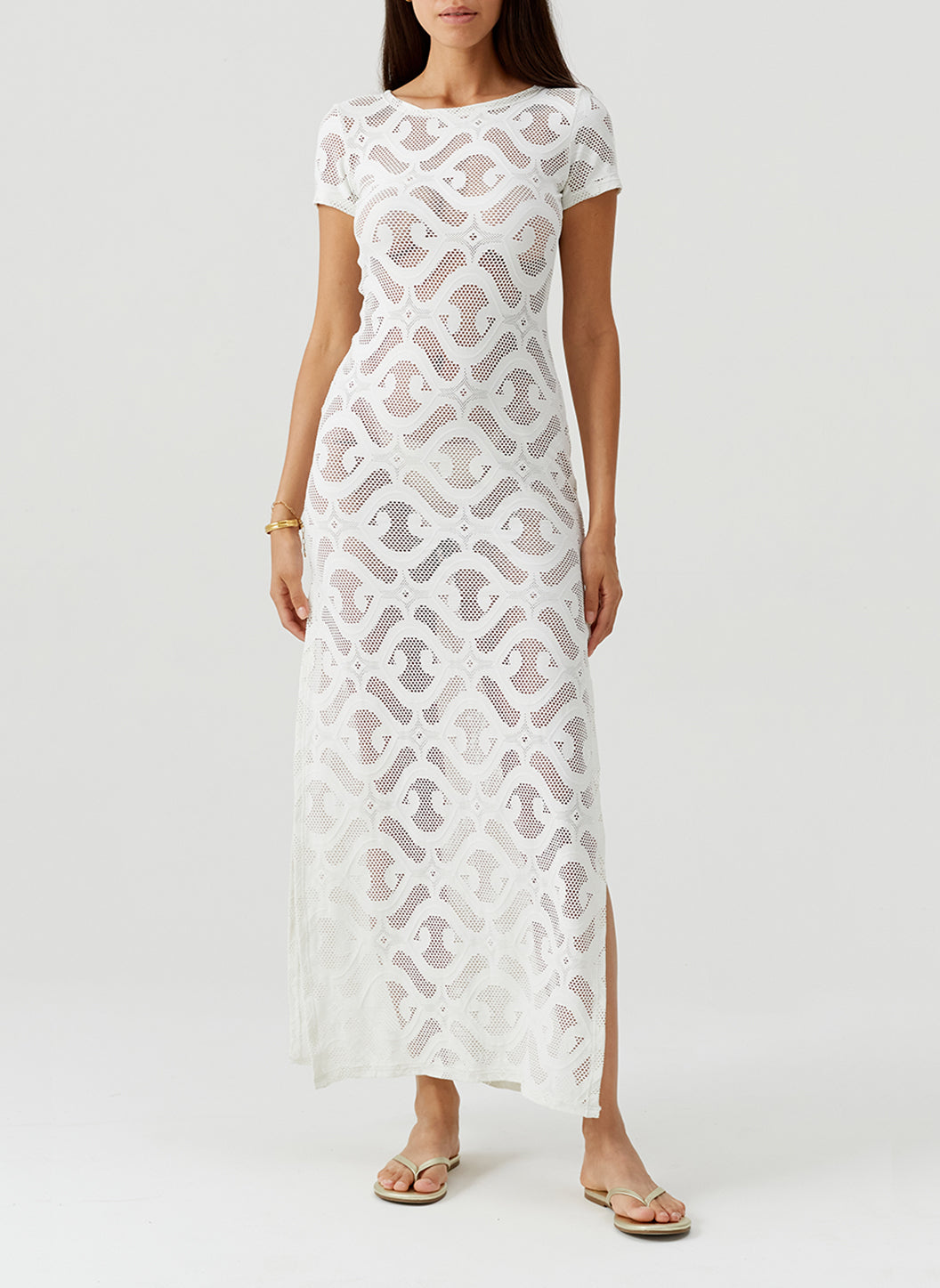 Briony Ivory Maxi Lazer Cut Dress | Official Site