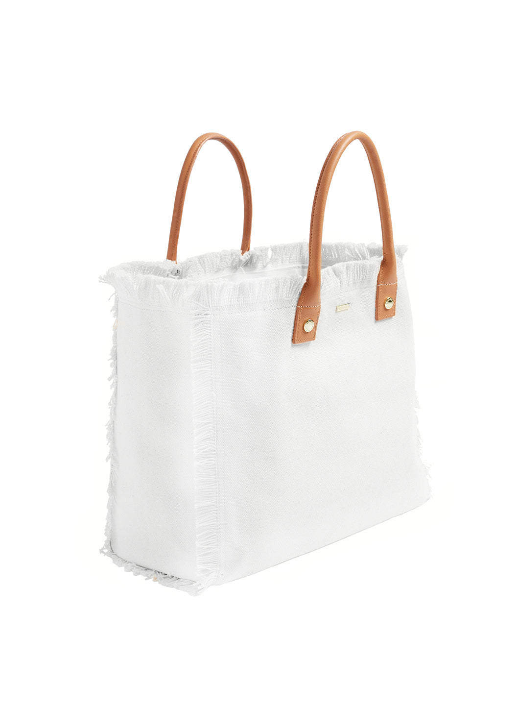 Cap Ferrat White/Tan Beach Tote | Melissa Odabash US