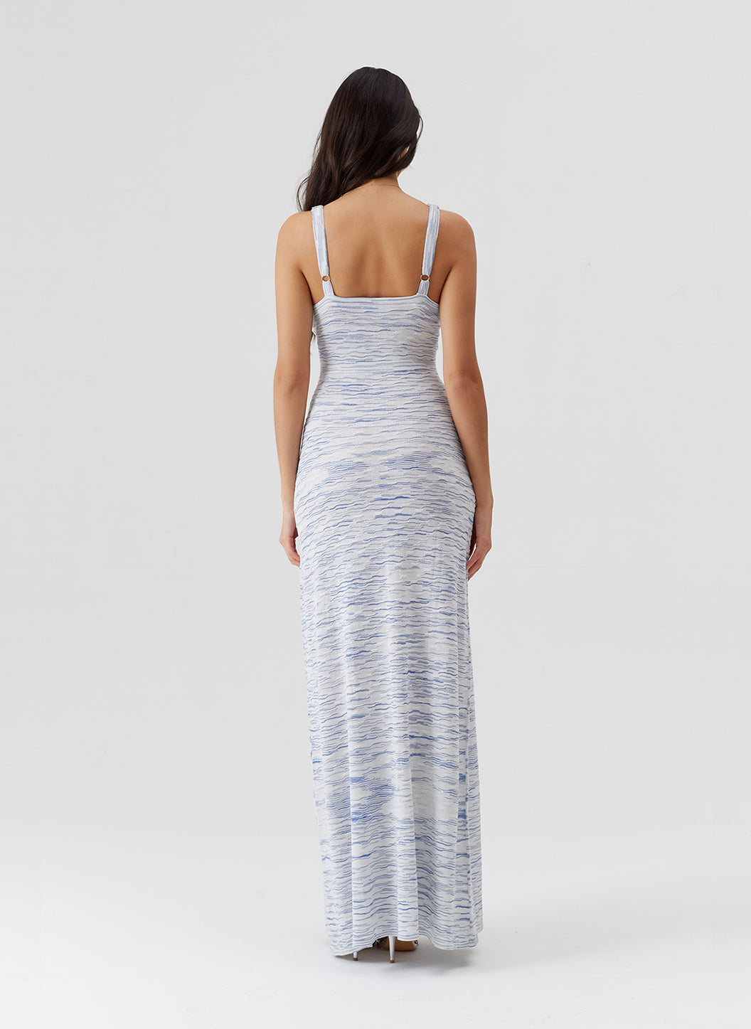 Colada Blue Melange Knit Dress | Official Site