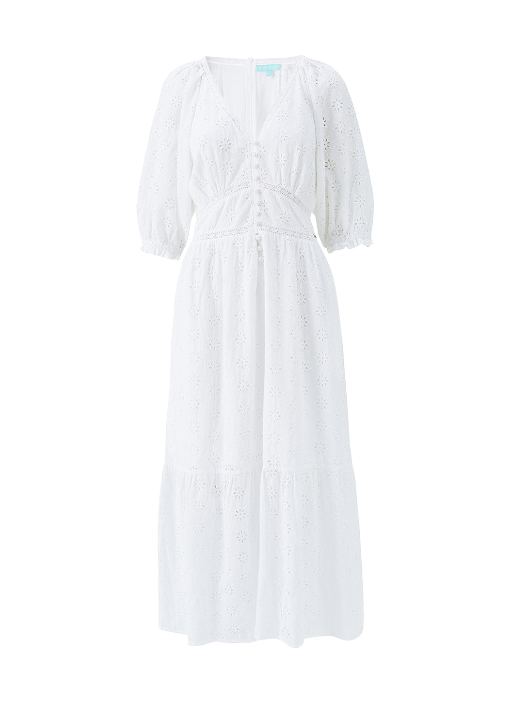 Daphne White Broderie Anglaise Midi Dress | Official US Site