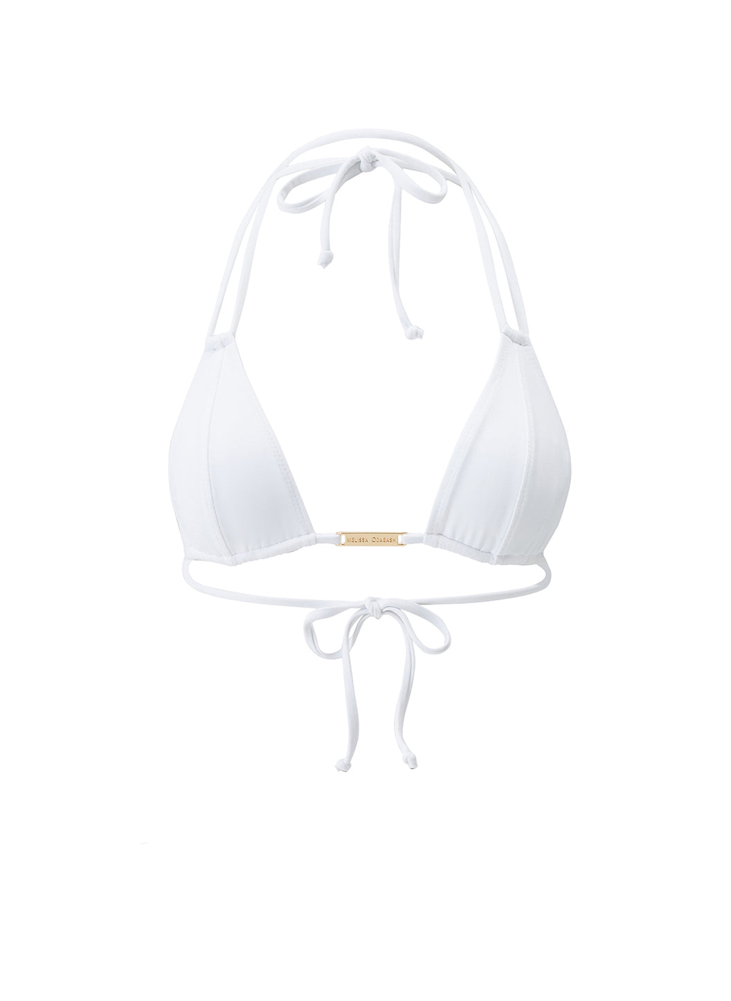 Girona White Bar Trim Triangle Bikini Top | Official Site