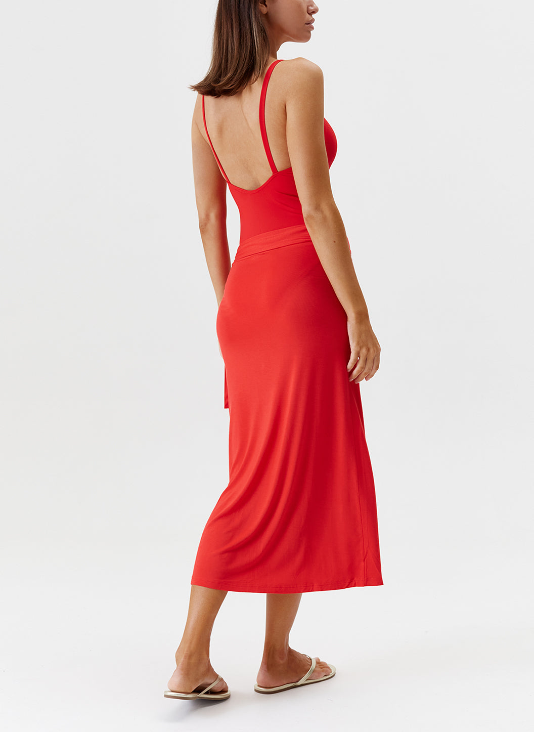 Ida Red Wrap Around Skirt | Melissa Odabash US
