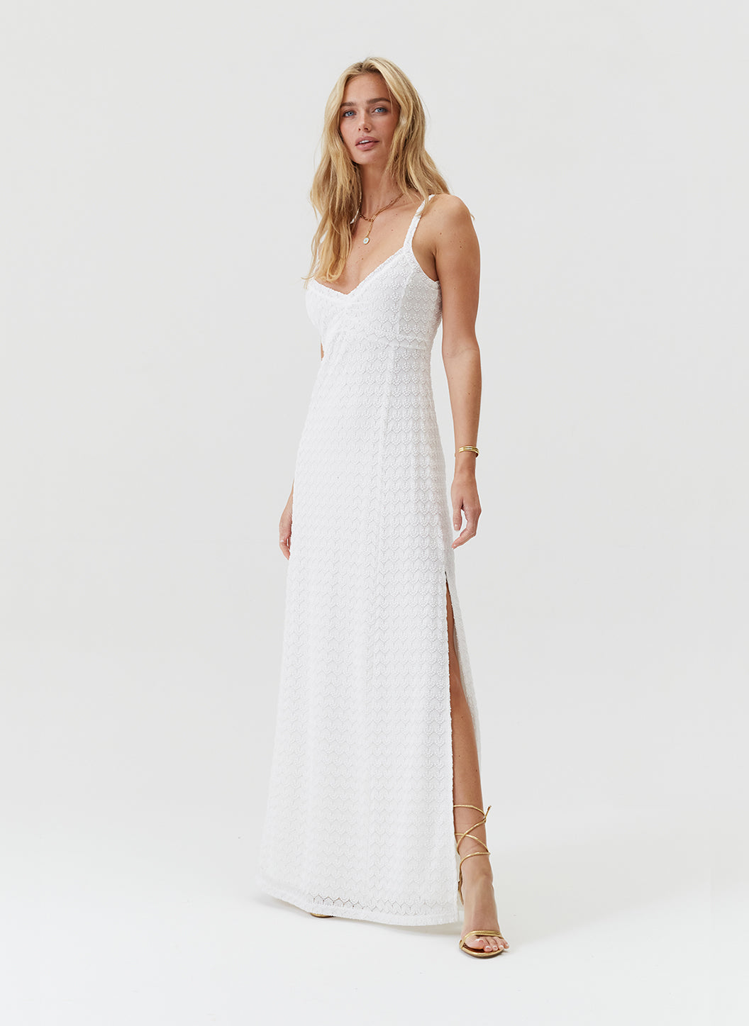 Mimosa White Knit Cami Maxi Dress | Official US Site