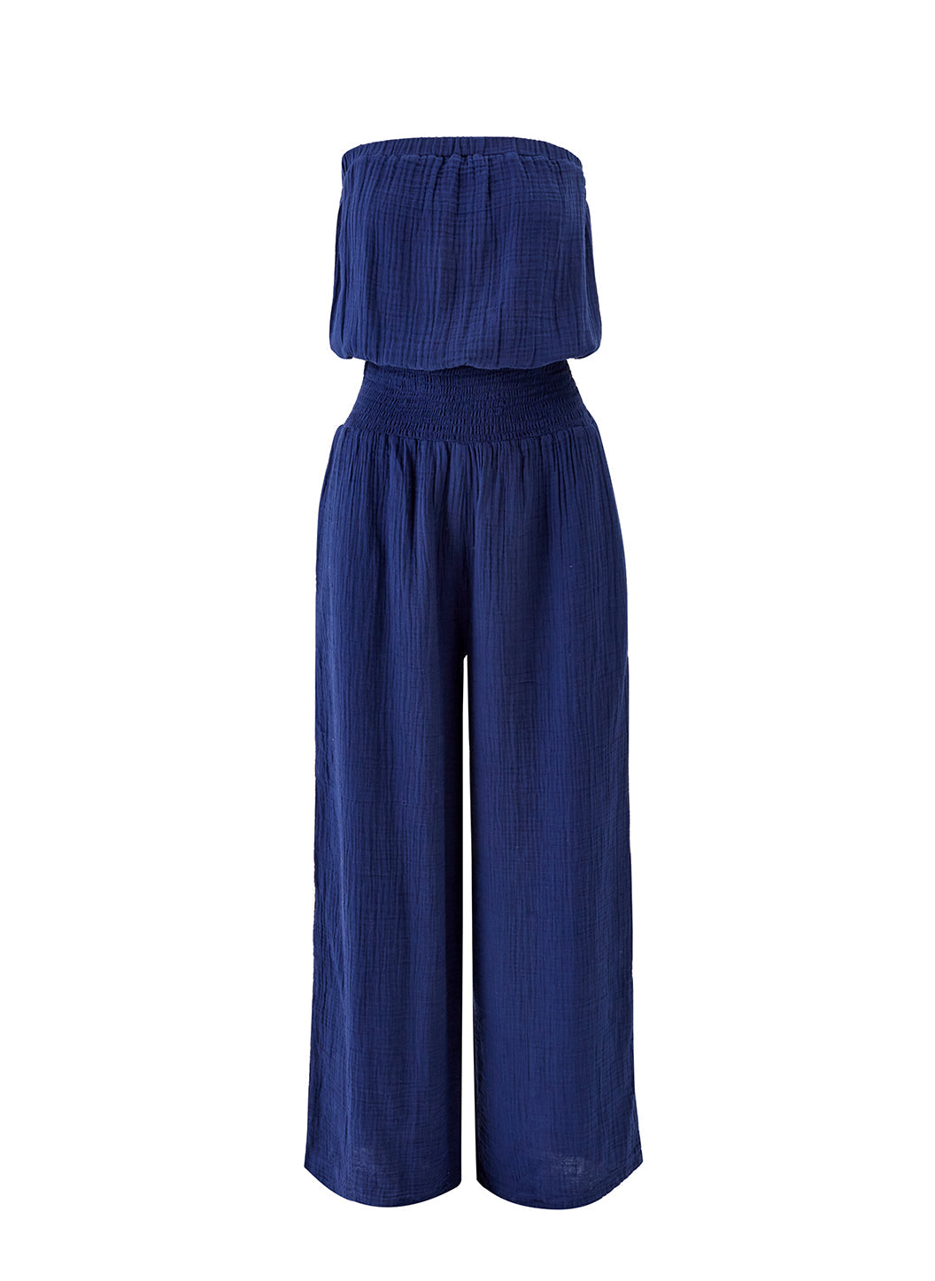 【Melissa Odabash】 Naomiフローラルコットンジャンプスーツ Naomi strapless cotton jumpsuit in blue - Melissa Odabash