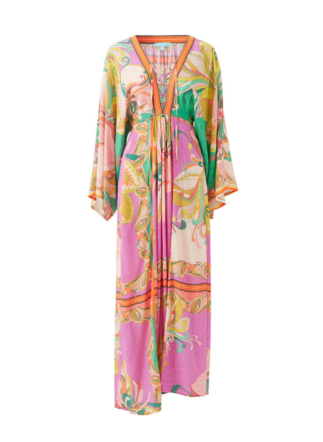 Natalie Carnation Lace Up Statement Print Maxi Dress | Official Site