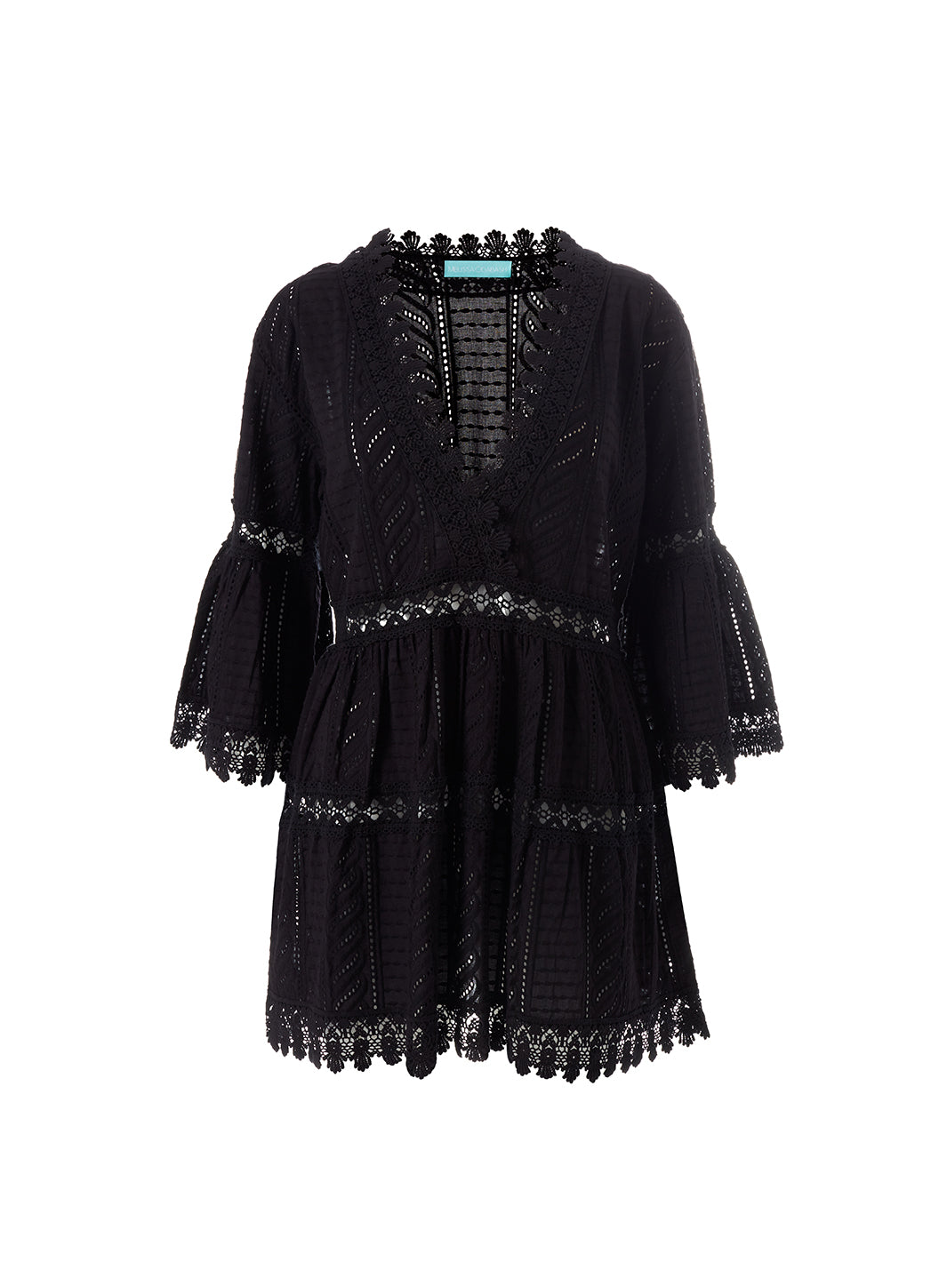 Black Bell Sleeve Mini Dress - Victoria | Melissa Odabash US
