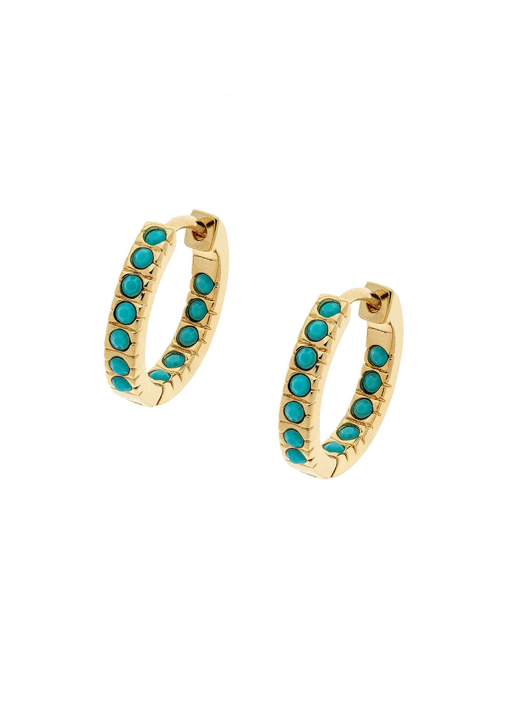 Turquoise Crystal Gold Hoops