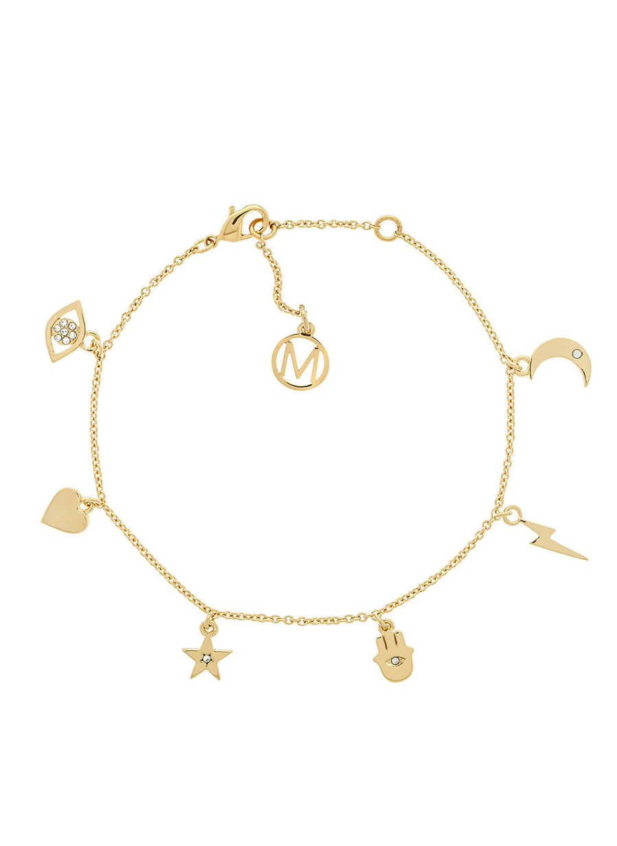 Gold Crystal Charm Bracelet