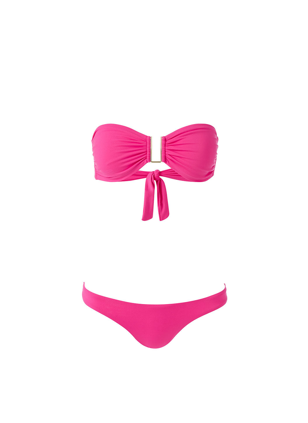 Neon Pink Strapless Bandeau Two Piece Bikini Set - BARCELONA