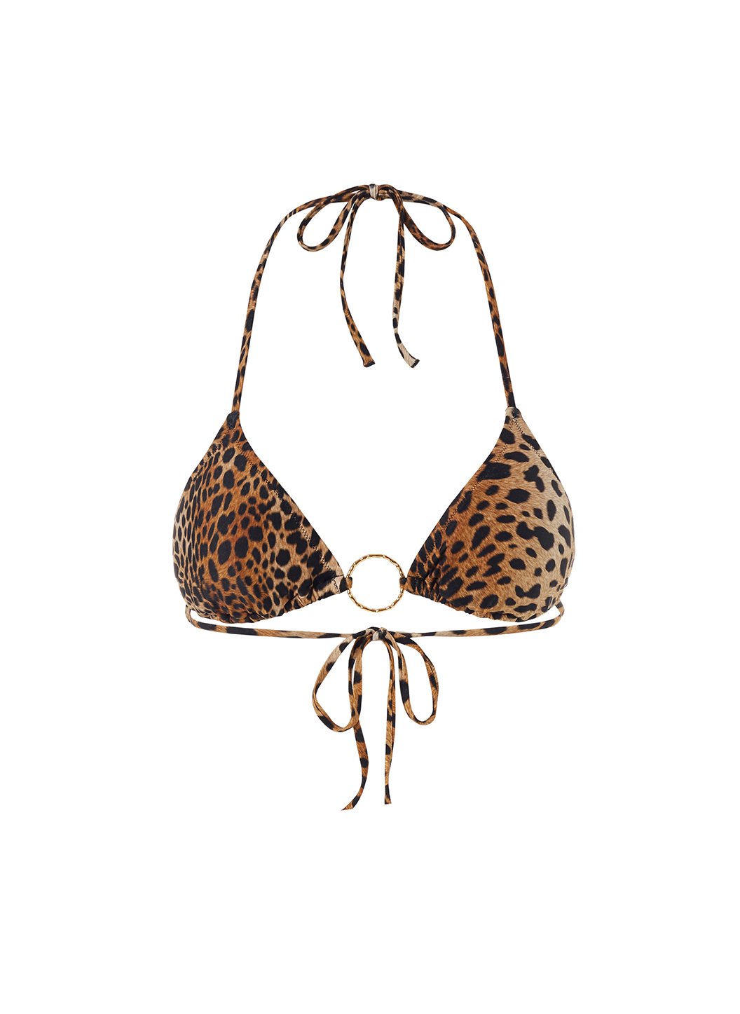 Leopard-print triangle bikini top