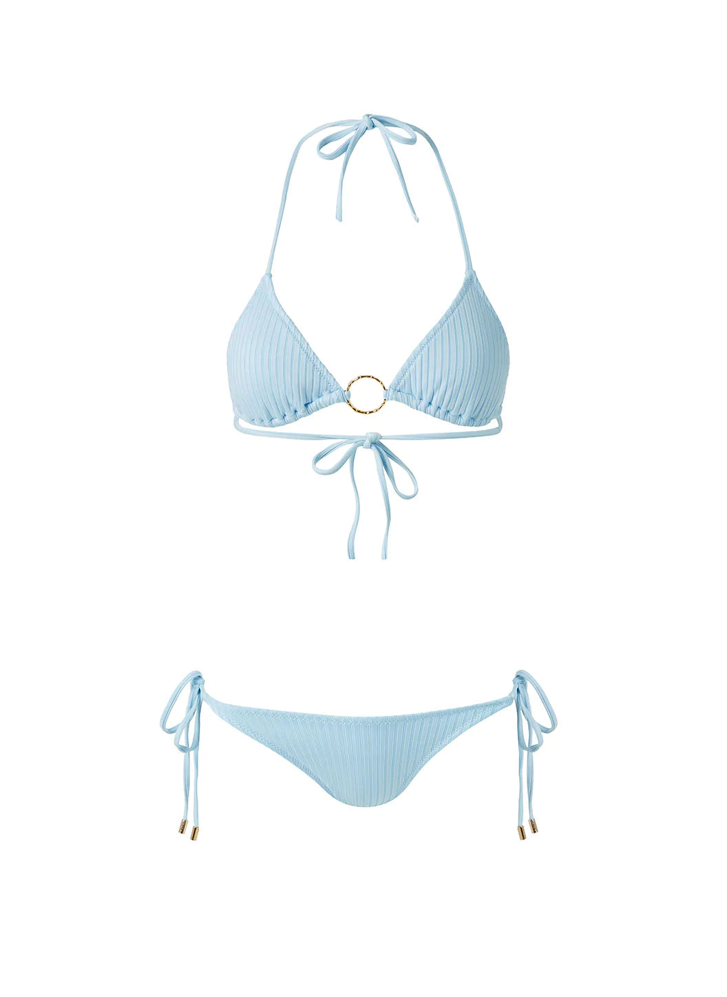Logo and baby-ribbed blue bikini panties