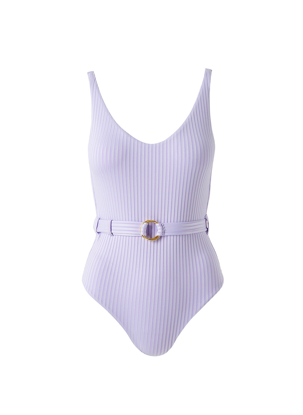 Melissa Odabash St Tropez Lavender Ribbed V-Neck Belted Swimsuit | Official  Website