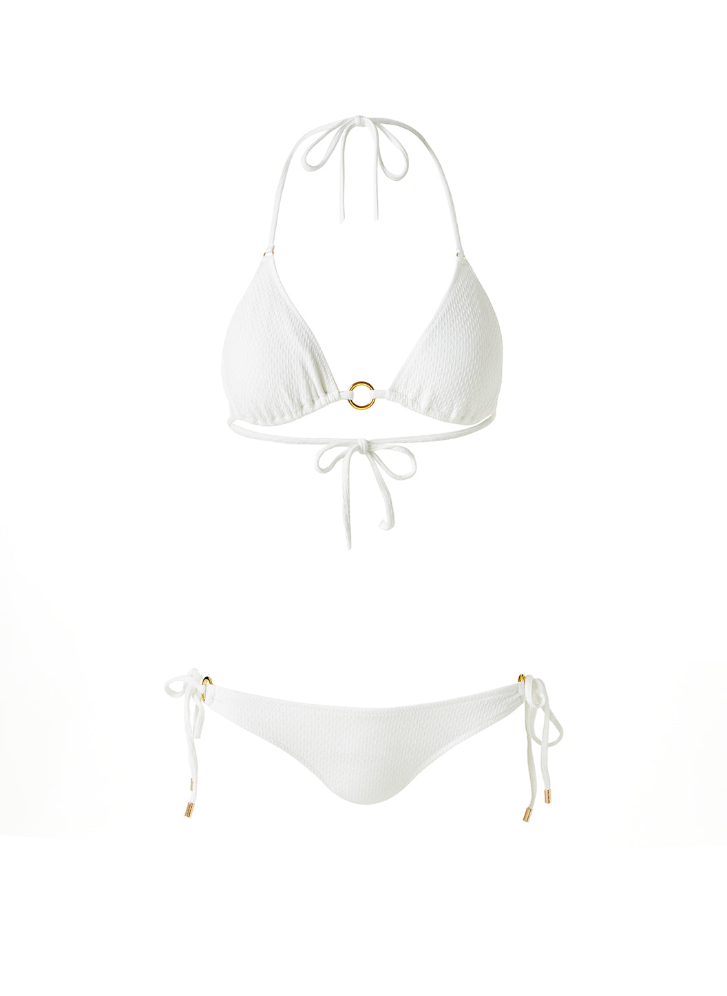 Website Official | Bikini Melissa Triangle White Odabash Ring Trim Textured Venice