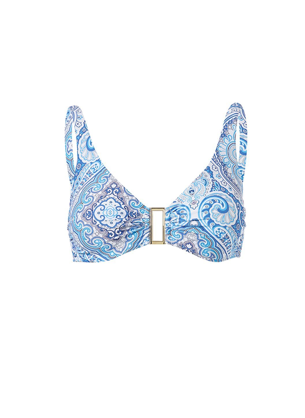 Melissa Odabash Bel Air Blue Paisley Supportive Over The Shoulder Bikini Top Official Website