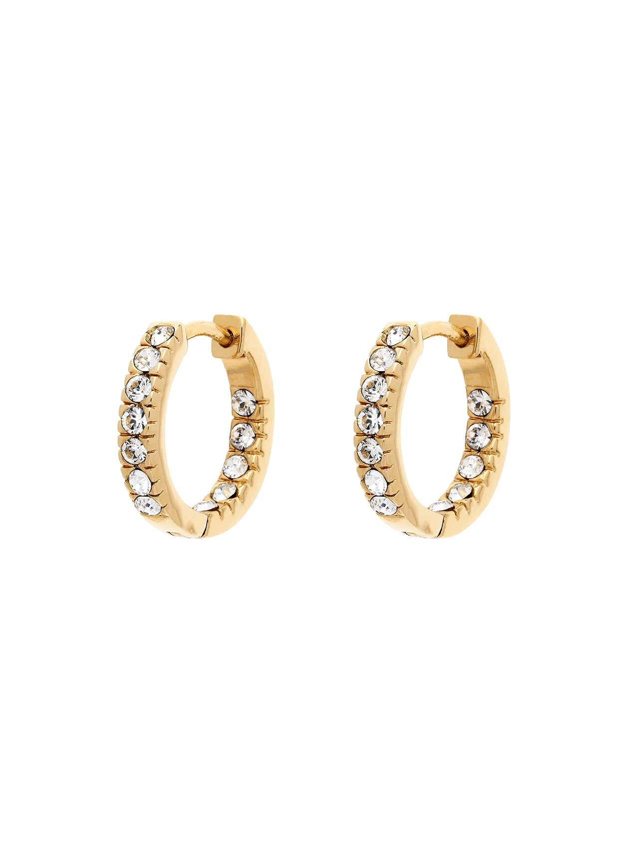 Gold Crystal Small Hoop Earrings
