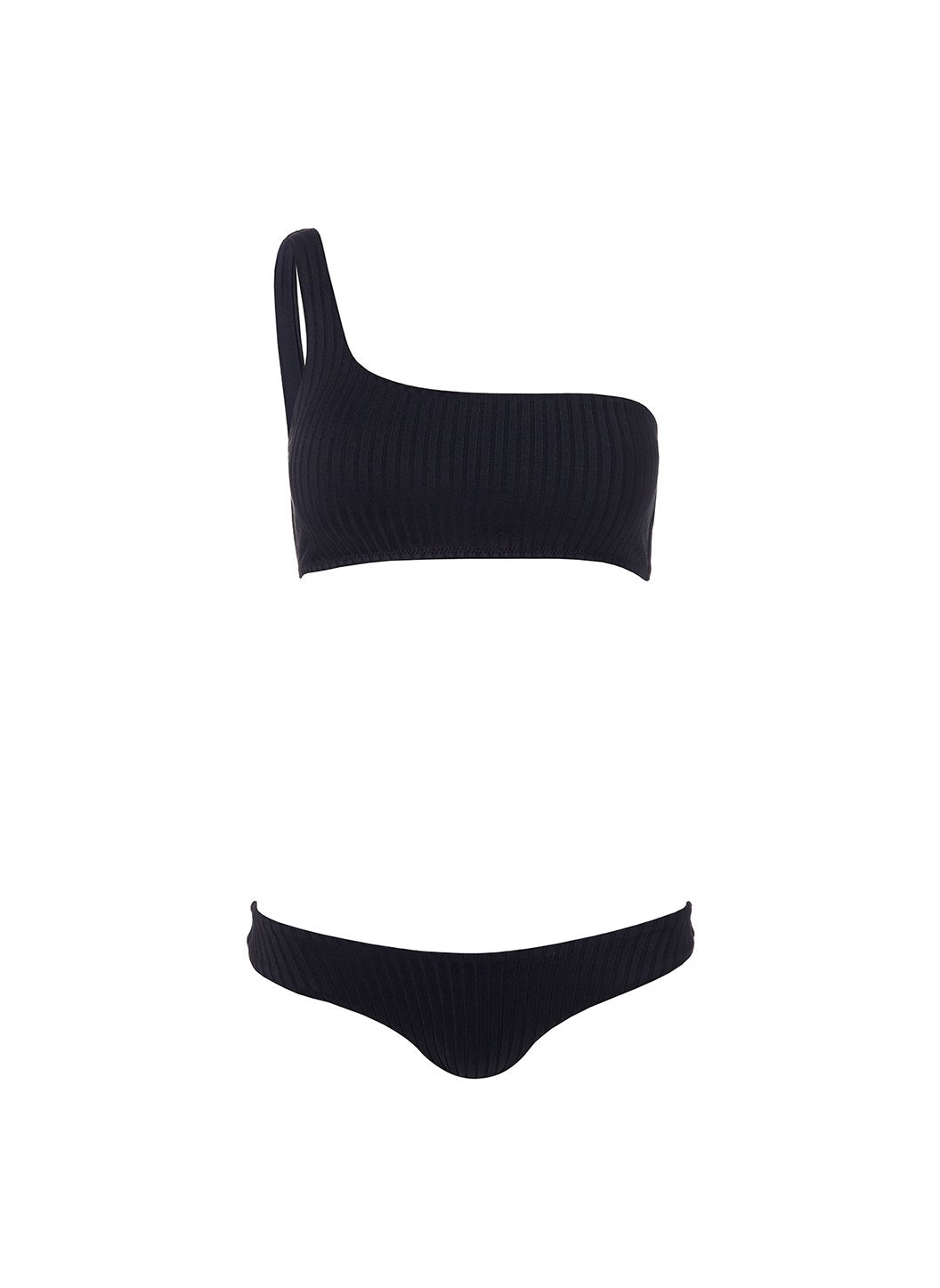 Melissa Odabash Toulouse Black Ribbed One Shoulder Bikini Top