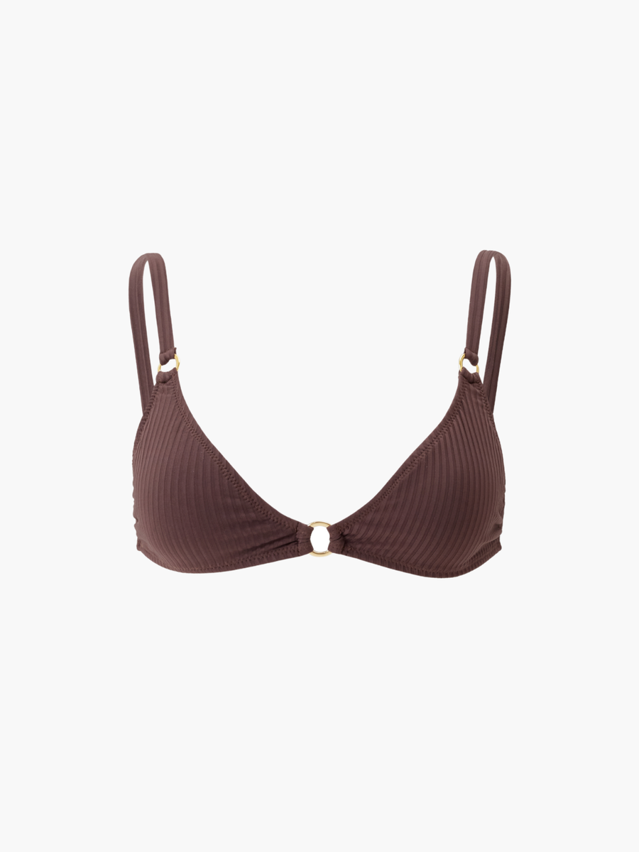 Montenegro Brown Ribbed Bikini Top