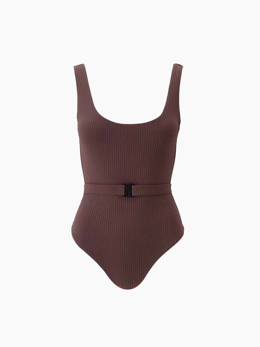 Rio Brown Ribbed Swimsuit