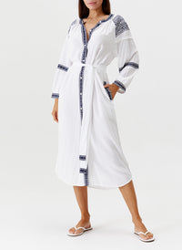 Ally White Navy Kaftan 2024 Model Front