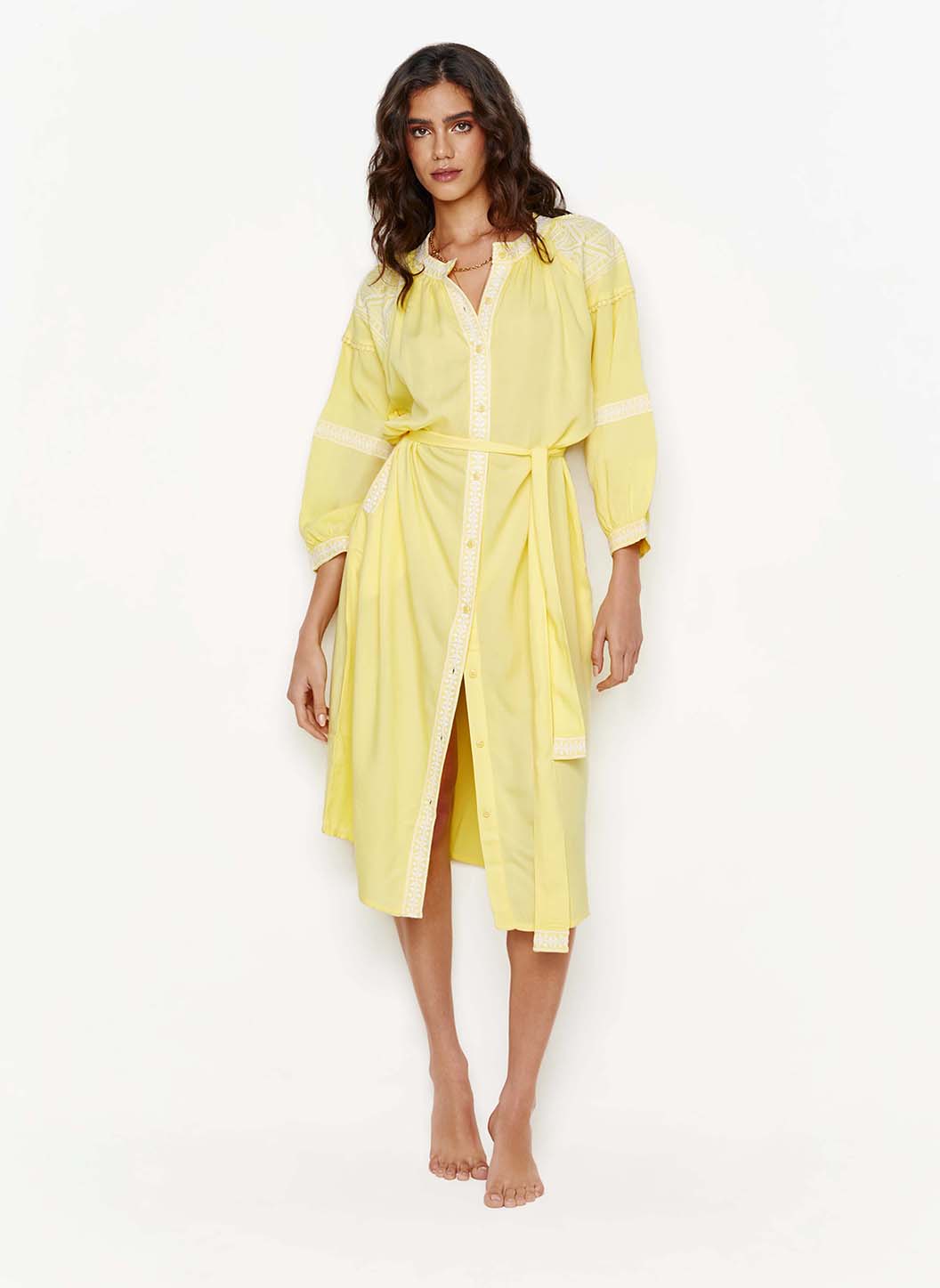 Bambah Sicily striped kaftan dress - Yellow