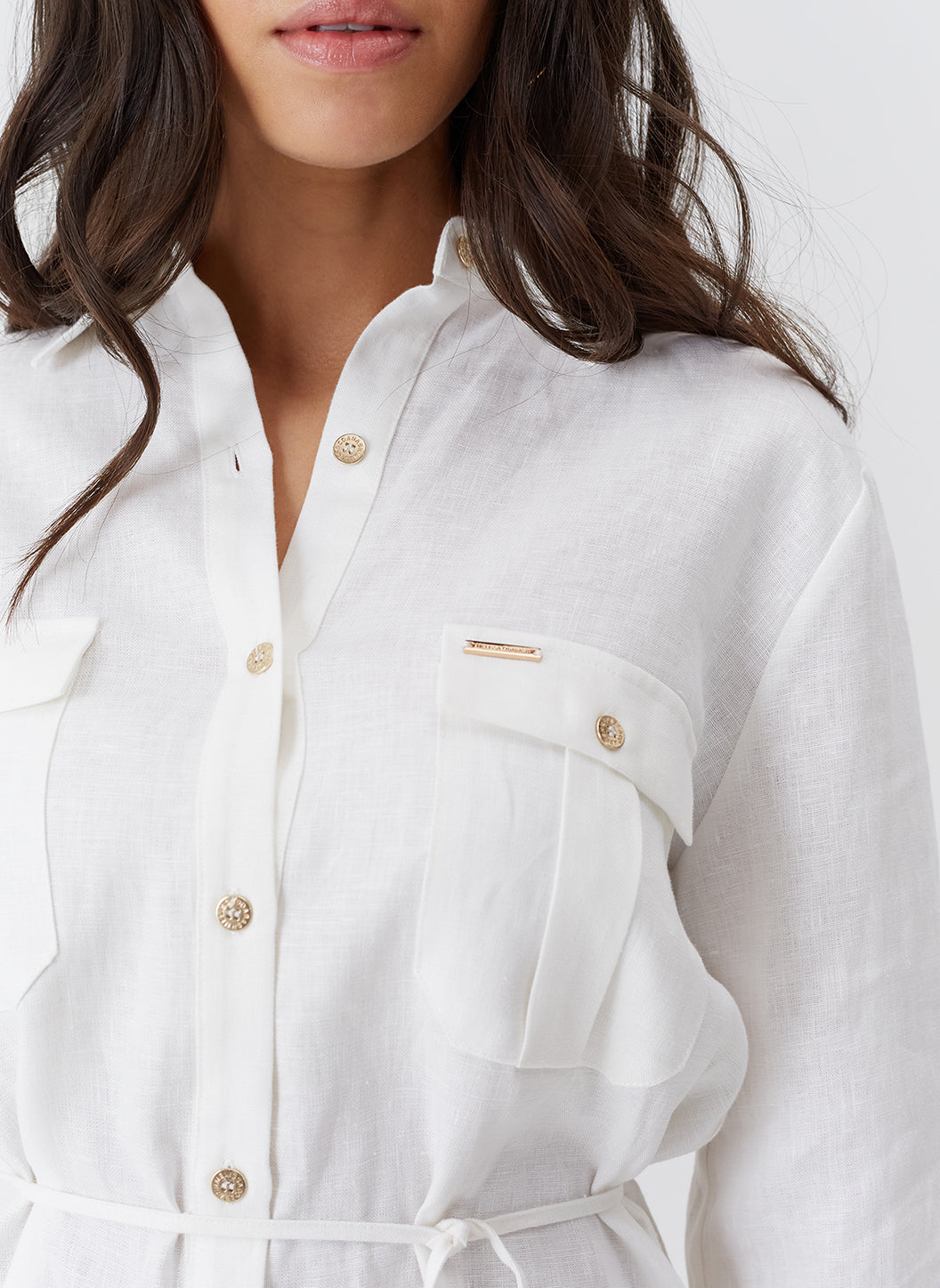 Ariel White Belted Linen Shirt | Official Site