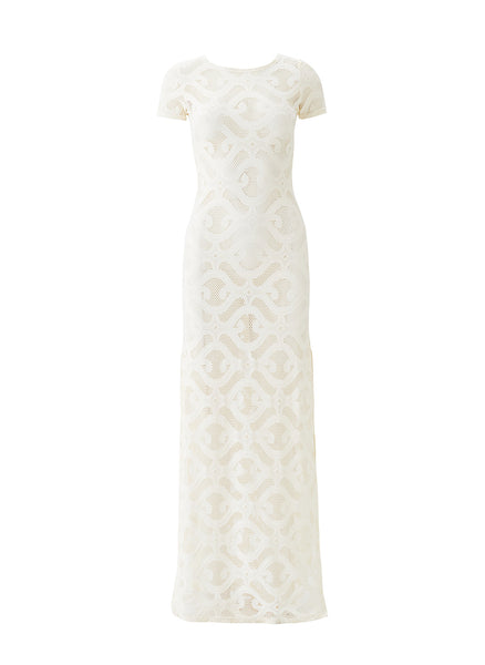 Briony Ivory Maxi Lazer Cut Dress