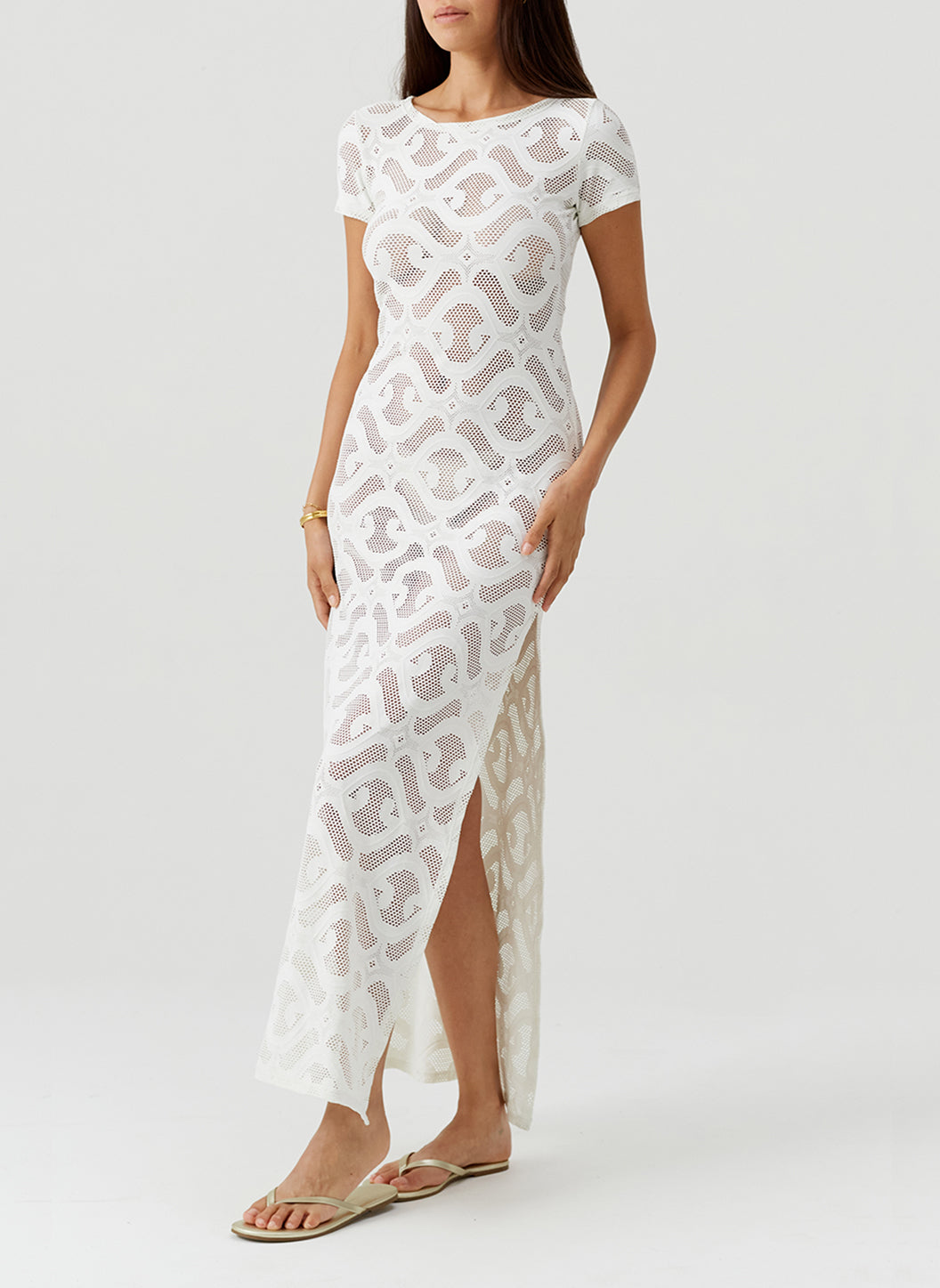 Briony Ivory Maxi Lazer Cut Dress | Official Site