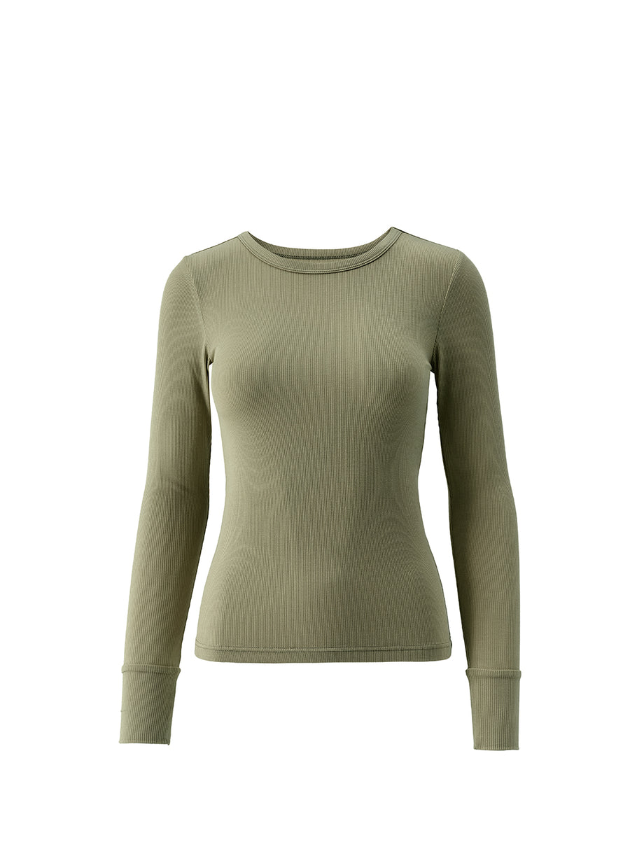 Exclusive Charlie Olive Long Sleeve Top