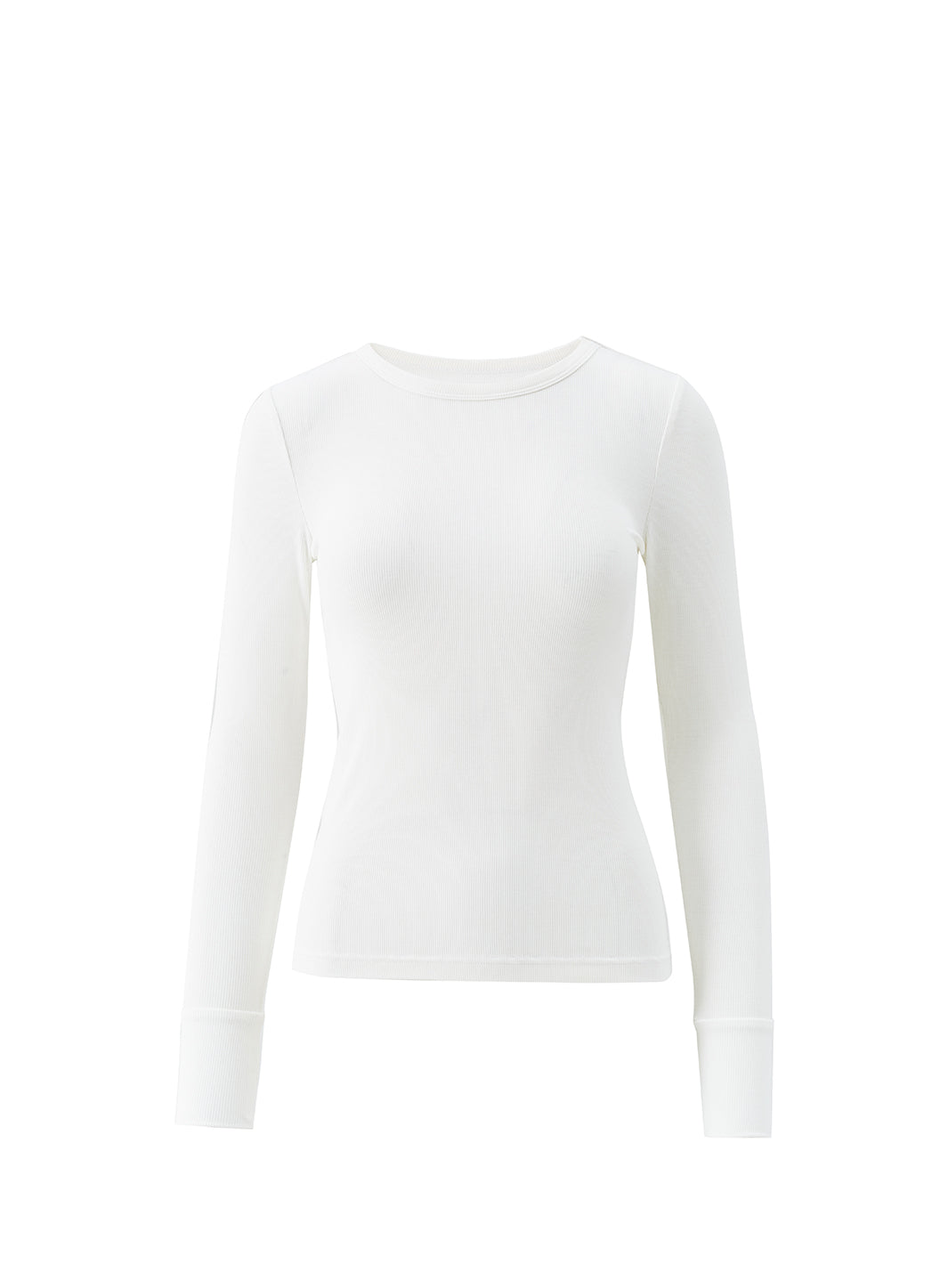 White Long Sleeve Crew Neck Top - Charlie | Melissa Odabash US