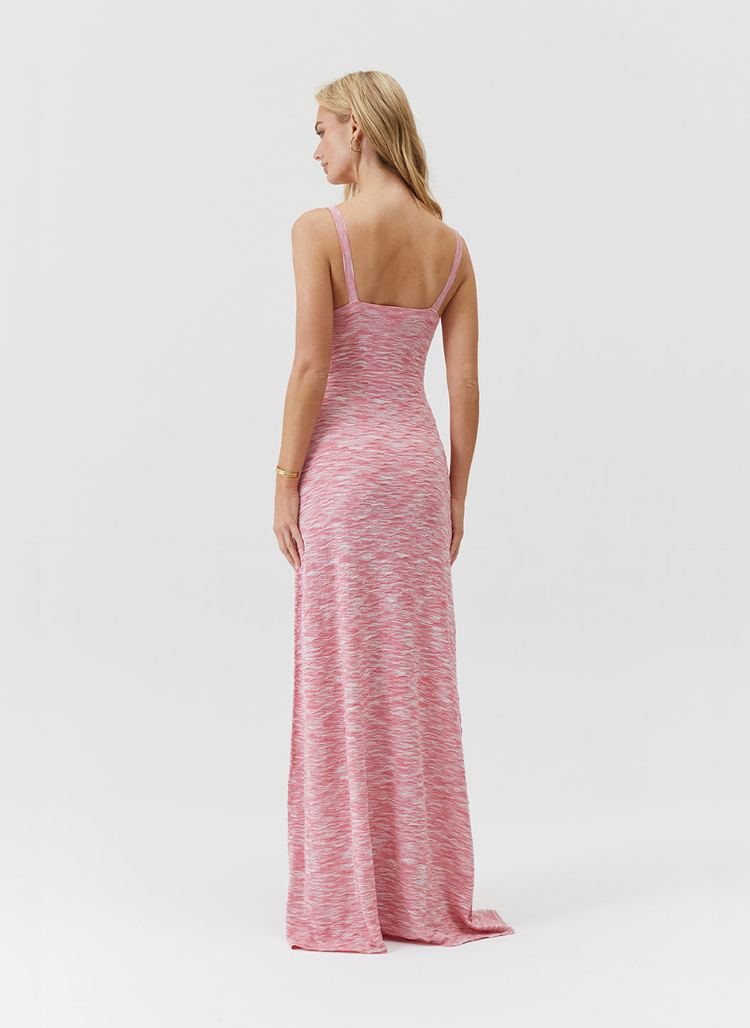 Colada Pink Melange Knit V-Neck Maxi Dress | Official US Site