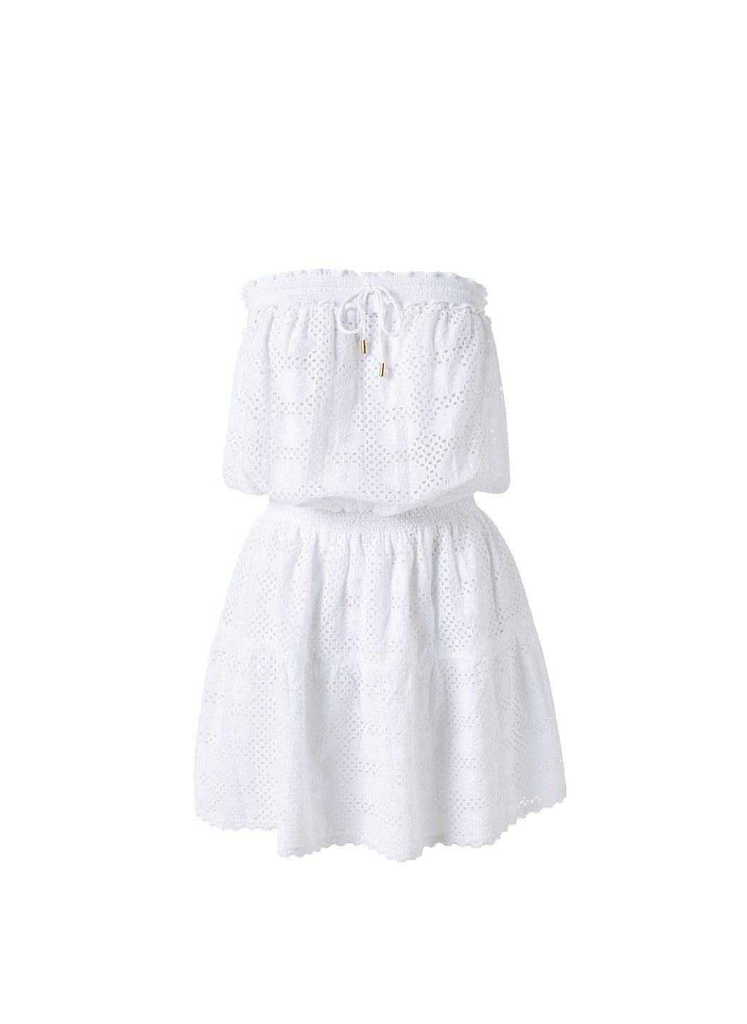 送料関税込★Melissa Odabash★キティ コットン＆リネン ドレス Karen White Aqua Dress | Official US Site