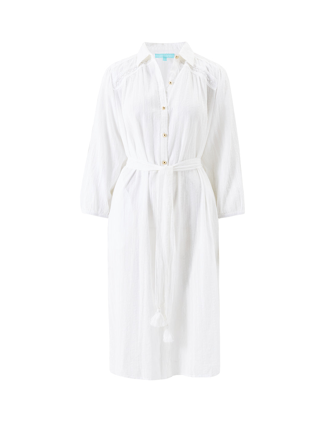 April Cream Lace Midi Button Down Shirt Beach Dress