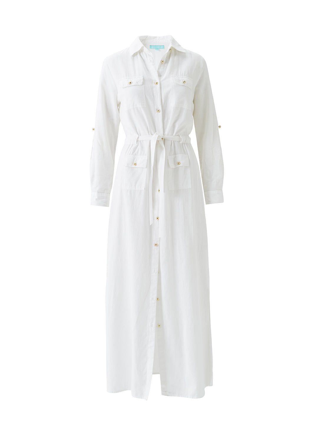 Darcy White Linen Midi Shirt Dress