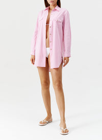 Francesca Pink Stripe Shirt 2024 Model Front