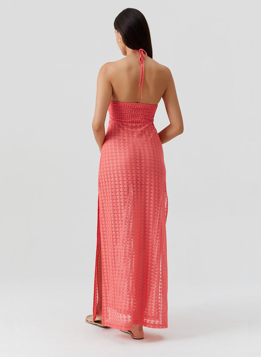 apricot red dress Eyelet Embroidery Tiered Mini Dress