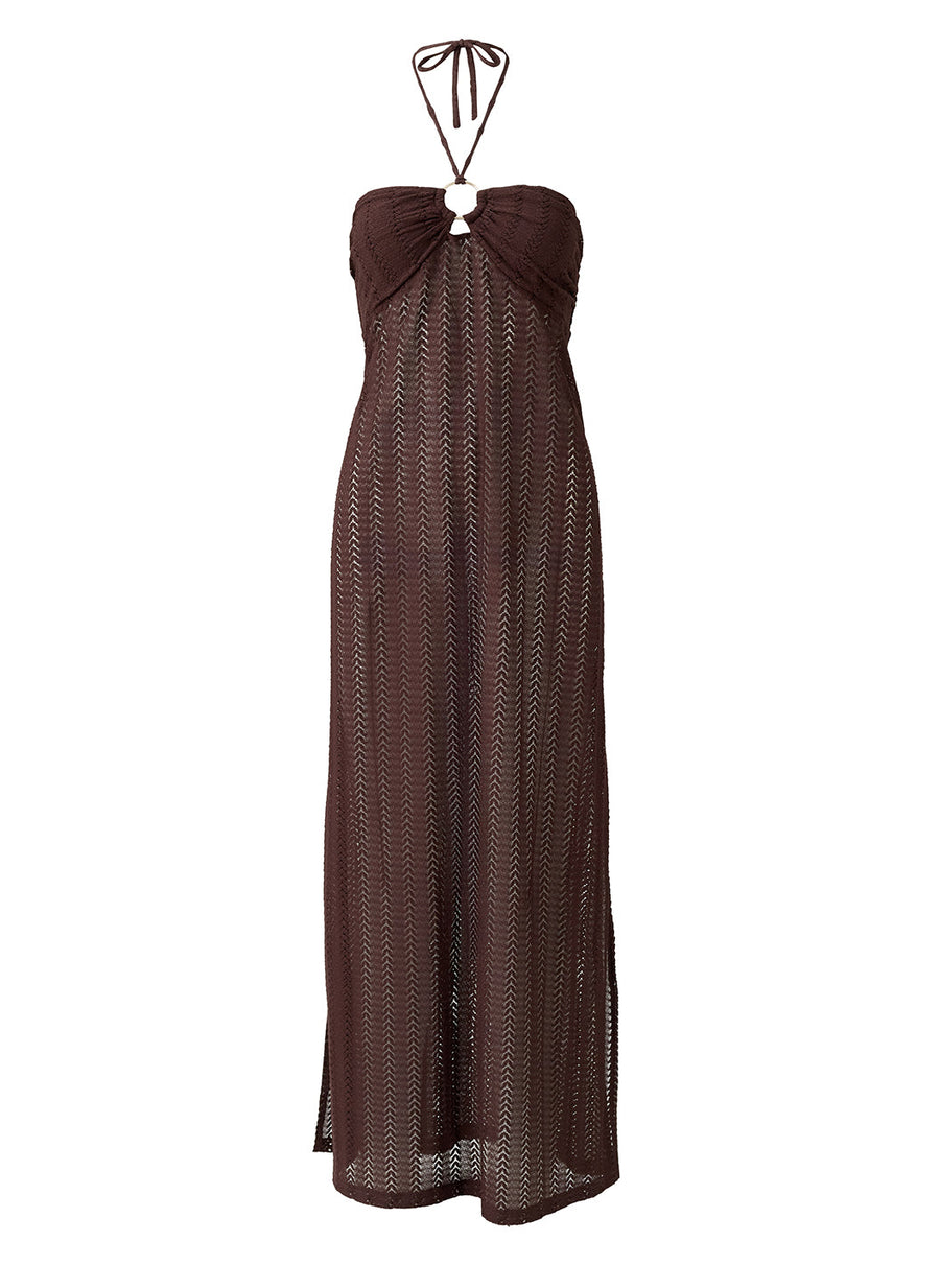Harriet Brown Halter Long Crochet Dress | Official Site M Harriet Brown Halter Long Crochet Dress | Official Site M