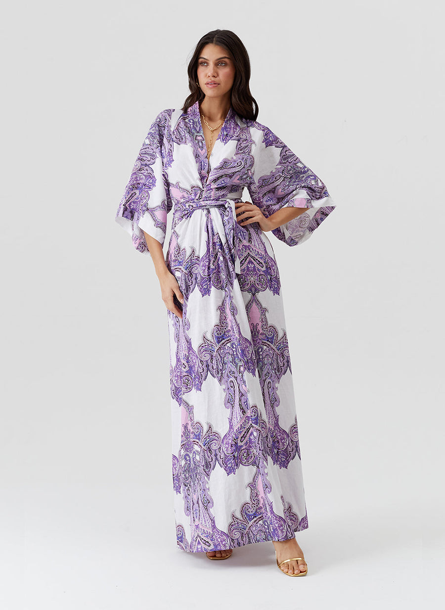 Indria Indria Amethyst Tie Front Kaftan | Official Site