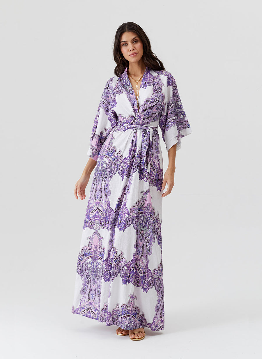 Indria Indria Amethyst Tie Front Kaftan | Official Site