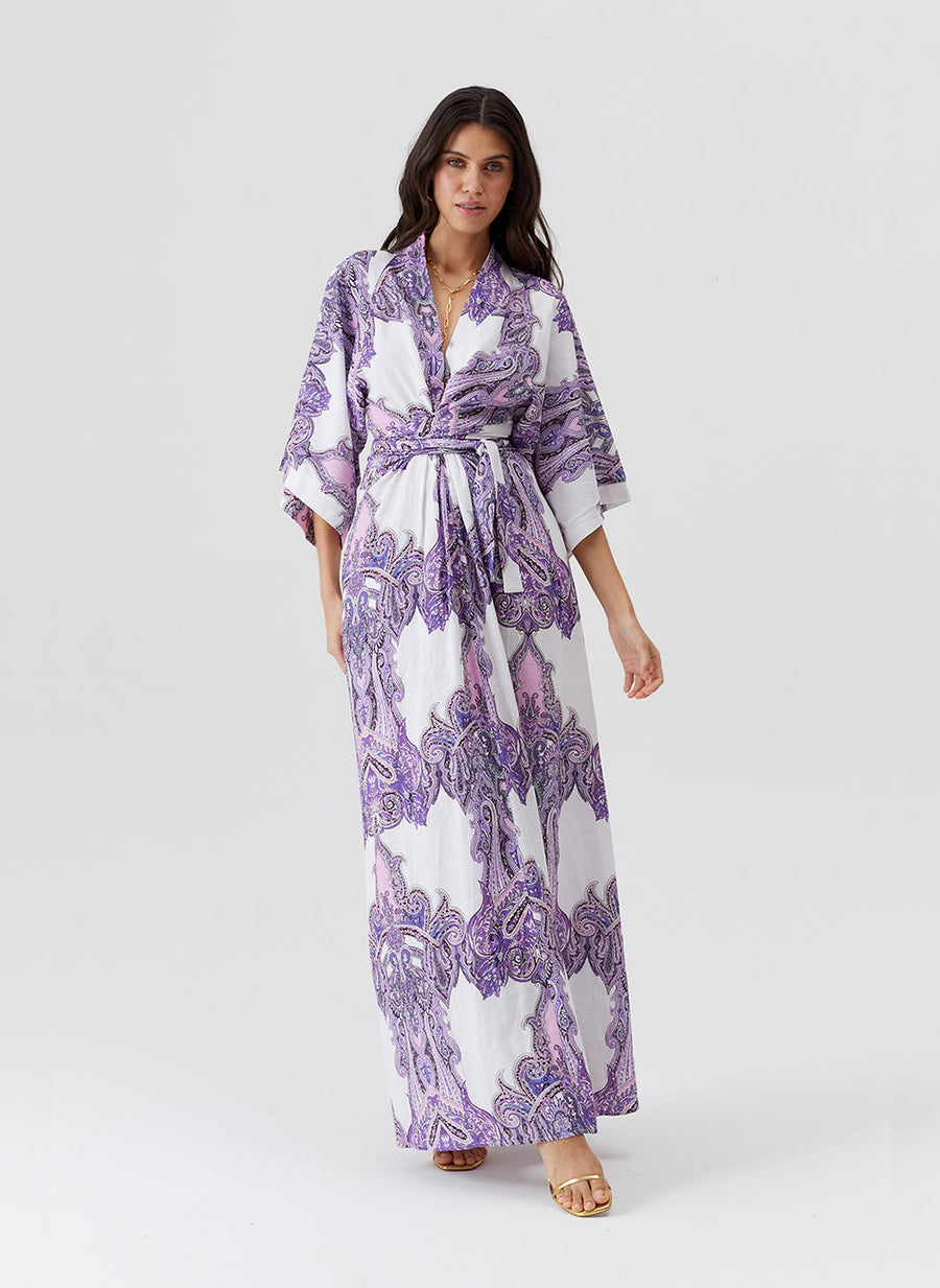 Indria Indria Amethyst Tie Front Kaftan | Official Site