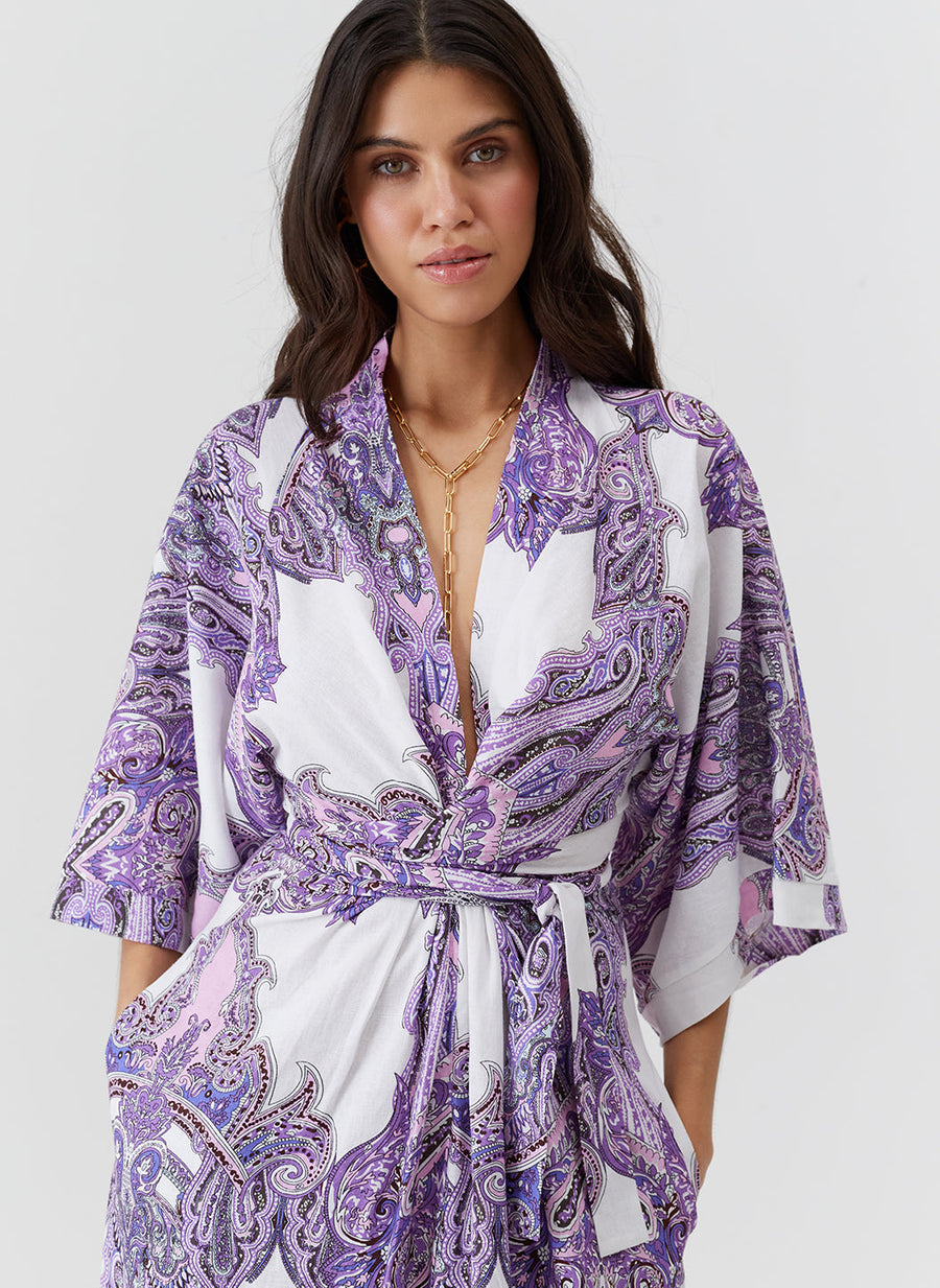 Indria Indria Amethyst Tie Front Kaftan | Official Site