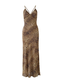 Jacey Cheetah Cross Back Long Slip Dress