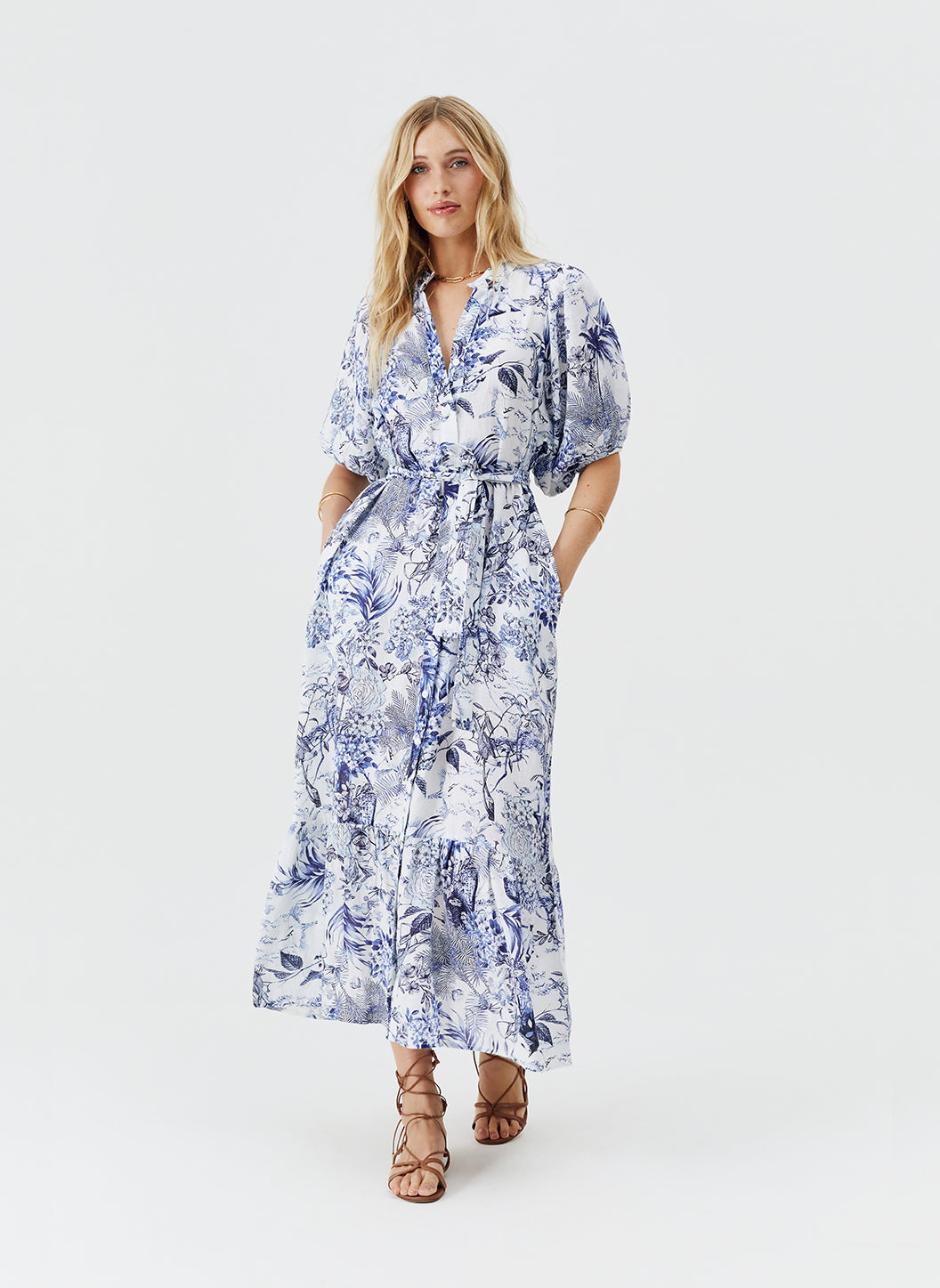 送料関税込★Melissa Odabash★キティ コットン＆リネン ドレス Kitty Nature Print Belted Shirt Dress | Official US Site
