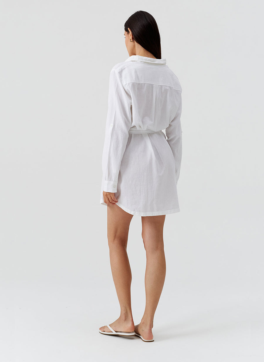 Lacey White Short Shirt Dress