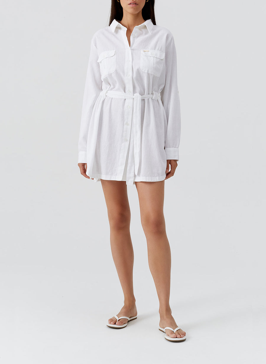 Lacey White Short Shirt Dress