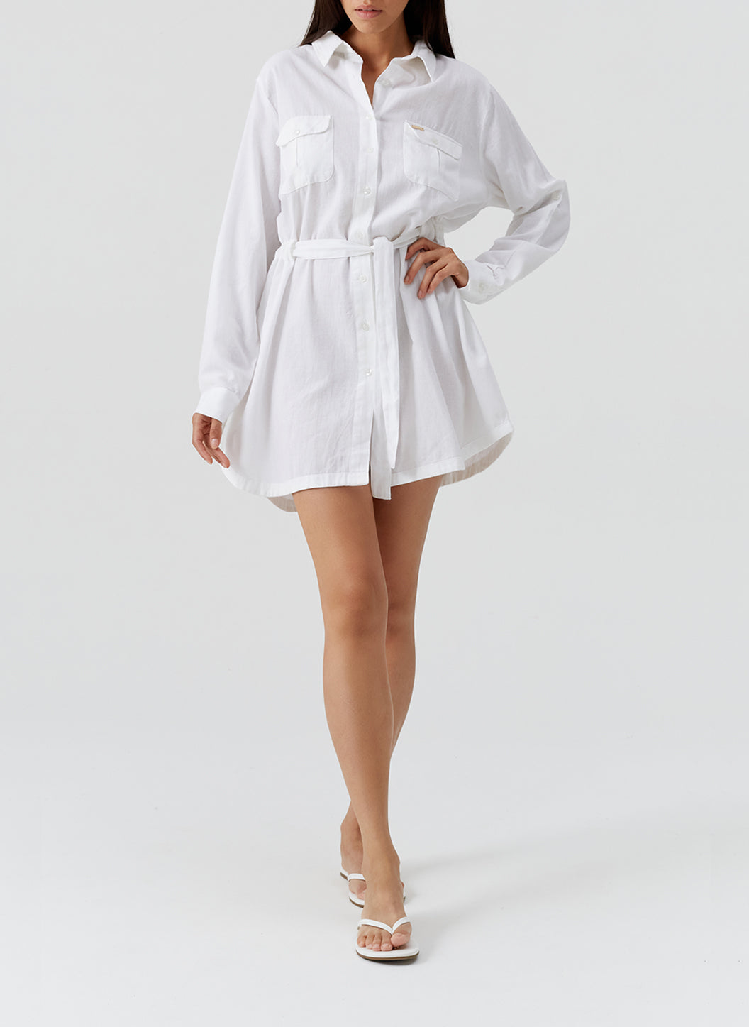 Lacey White Short Shirt Dress | Official Site