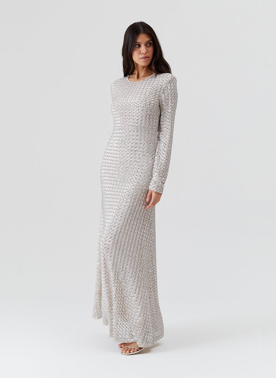 Luna Champagne Embellished Dress