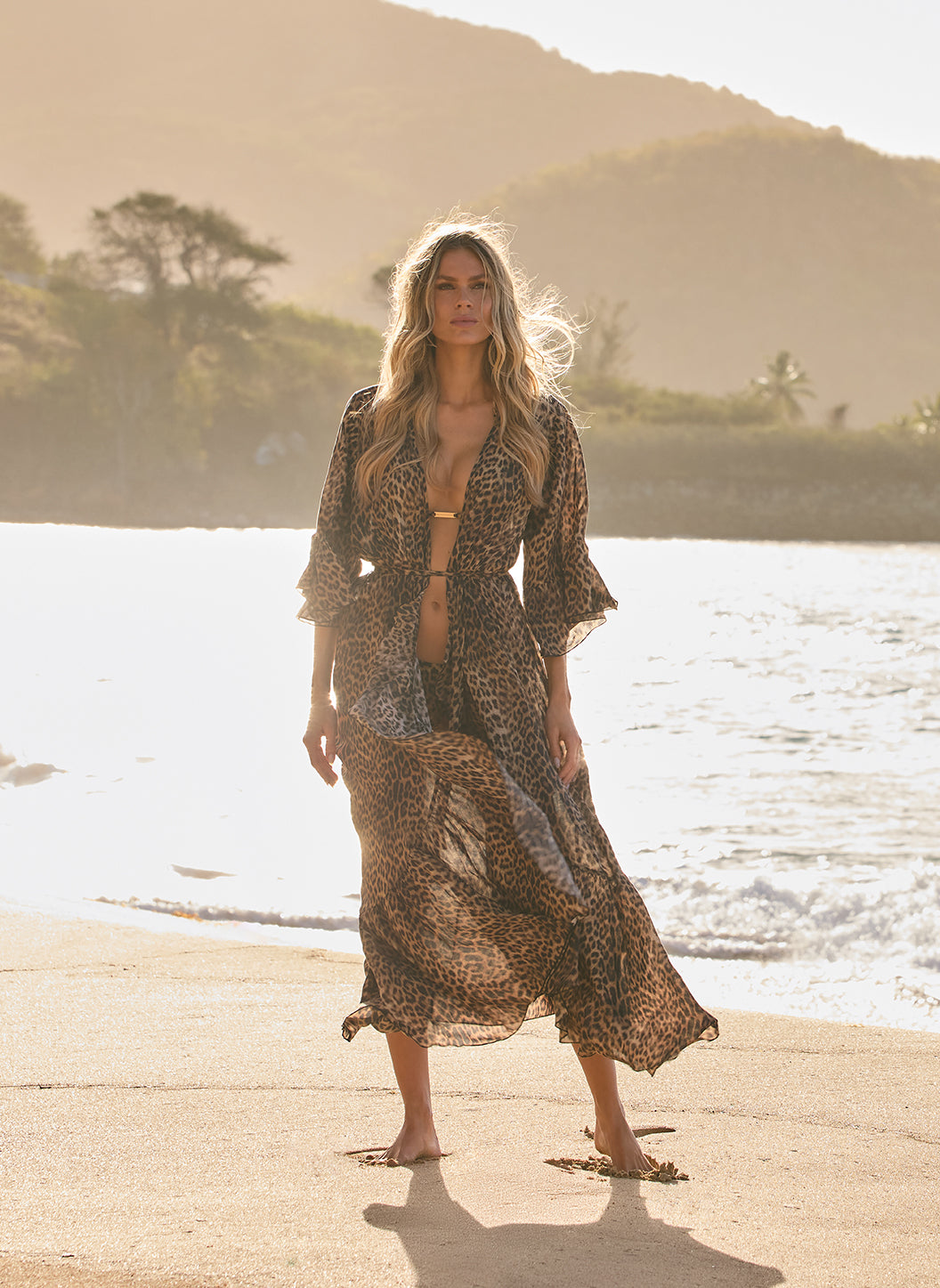 Manon Cheetah Open Front Kaftan