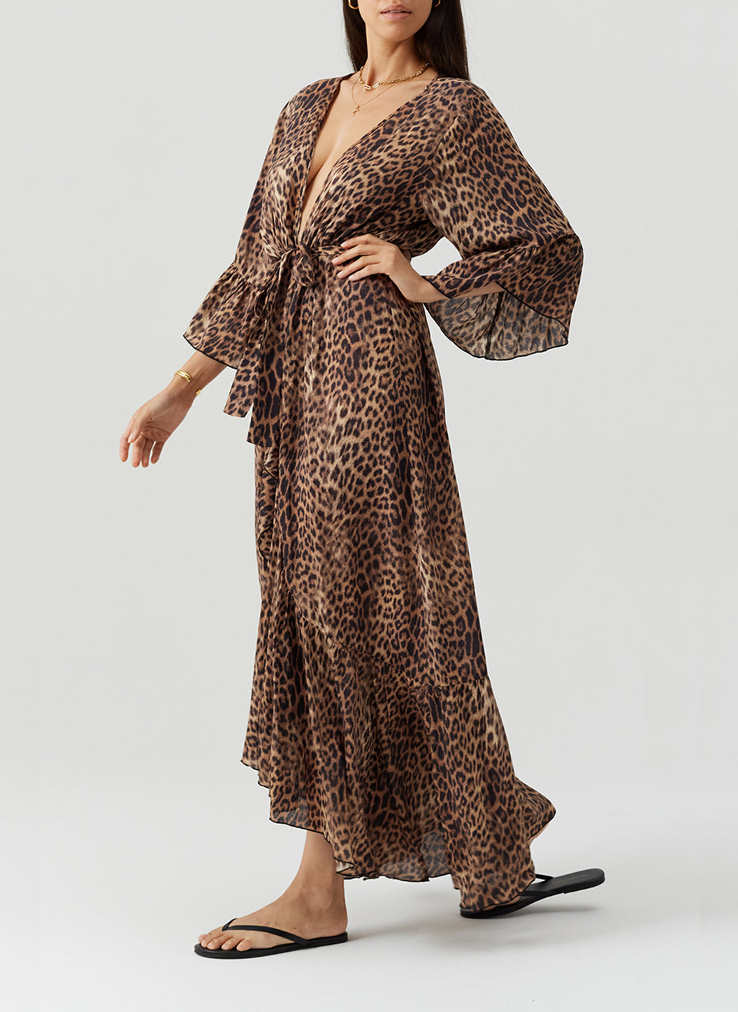 Manon Cheetah Open Front Kaftan